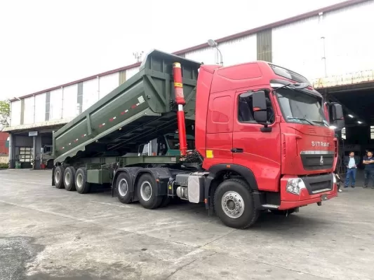 Xe đầu kéo Howo T7H cầu vi dầu(cầu Vi Sai 2 cấp) và Mooc Ben Thaco 25,2 khối