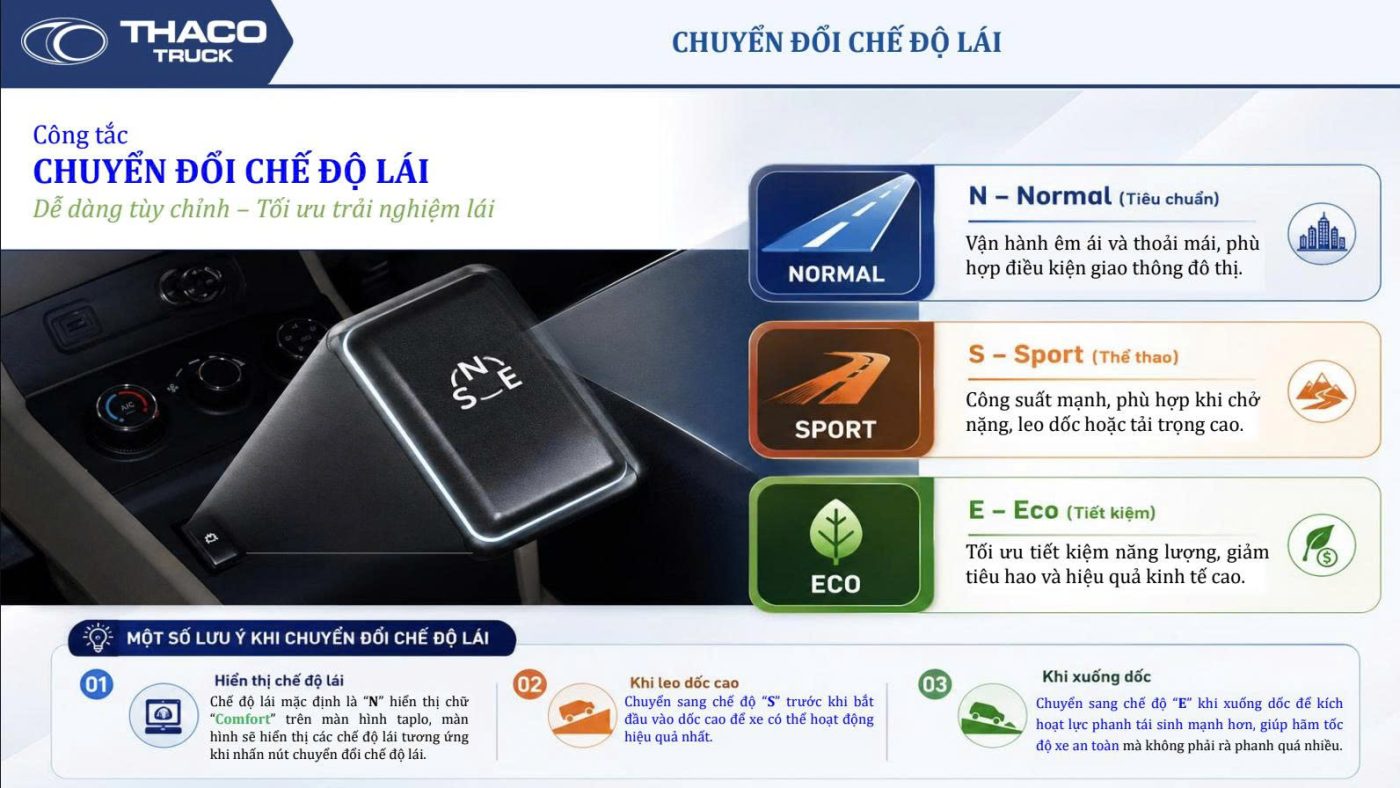 Xe Van dien Thaco Towner E Chế độ lái